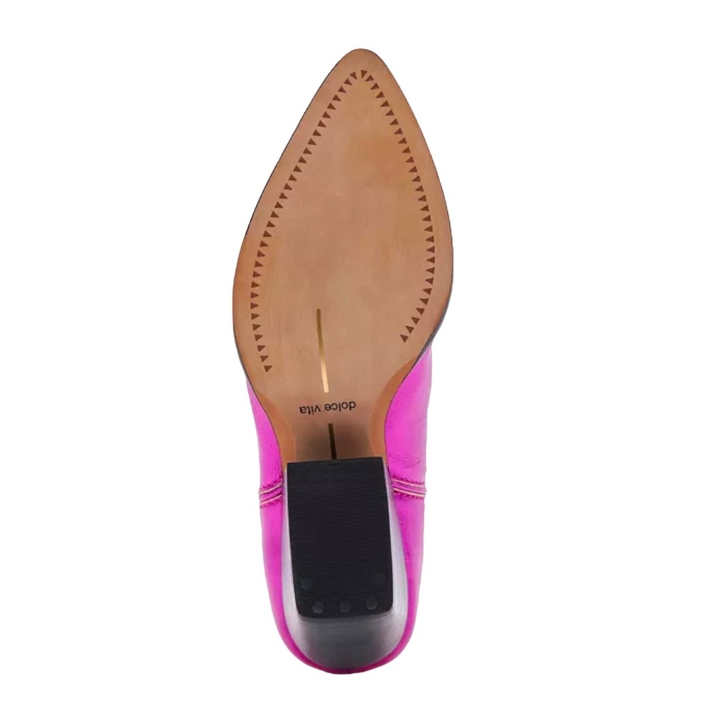 DOLCE VITA* Electric Hot Pink Metallic Leather Women's Landen Western Booties - Picture 6 of 8
